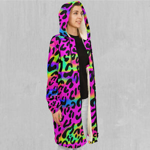 Rave Leopard Zip Up Cloak (White Fur)