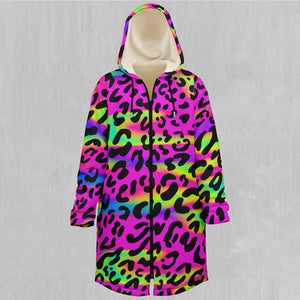 Rave Leopard Zip Up Cloak (White Fur)