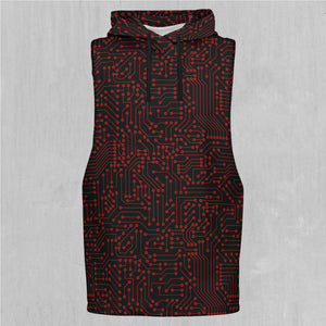 Red Cybernetic Sleeveless Hoodie
