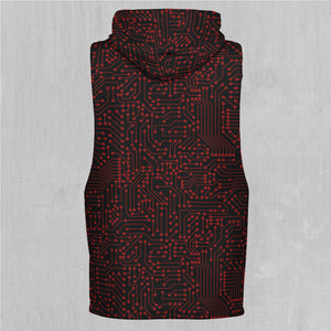 Red Cybernetic Sleeveless Hoodie