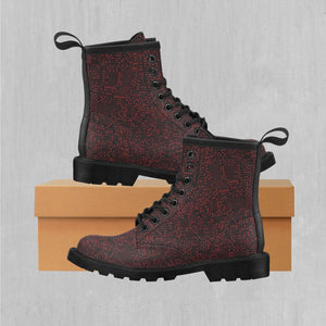 Red Cybernetic Women's Lace Up Boots