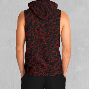 Red Topographic Sleeveless Hoodie