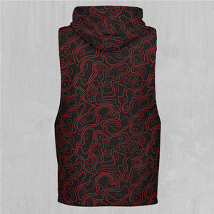 Red Topographic Sleeveless Hoodie