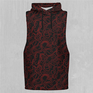 Red Topographic Sleeveless Hoodie