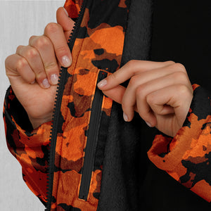 Savage Orange Camo Zip Up Cloak (Black Fur)