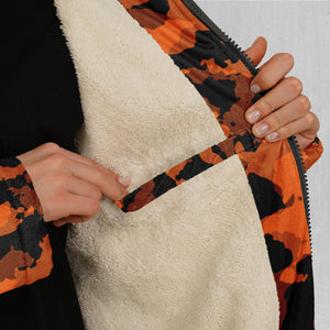 Savage Orange Camo Zip Up Cloak (White Fur)