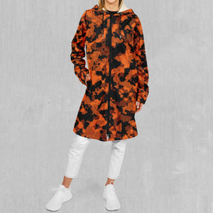 Savage Orange Camo Zip Up Cloak (White Fur)