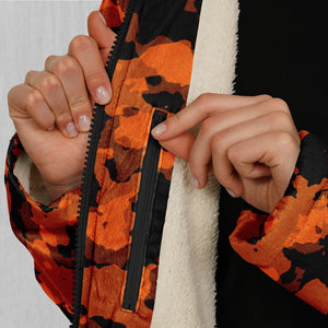 Savage Orange Camo Zip Up Cloak (White Fur)
