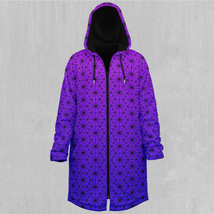 Star Net (Ultraviolet) Zip Up Cloak (Black Fur)