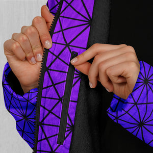 Star Net (Ultraviolet) Zip Up Cloak (Black Fur)