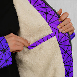 Star Net (Ultraviolet) Zip Up Cloak (White Fur)
