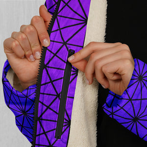 Star Net (Ultraviolet) Zip Up Cloak (White Fur)