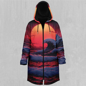 The Synthwave off Kanagawa Zip Up Cloak (Black Fur)