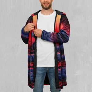 The Synthwave off Kanagawa Zip Up Cloak (Black Fur)