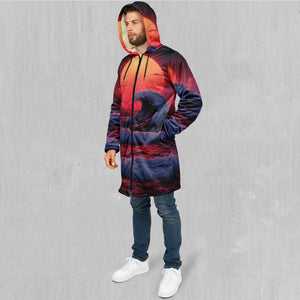 The Synthwave off Kanagawa Zip Up Cloak (White Fur)