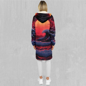 The Synthwave off Kanagawa Zip Up Cloak (White Fur)