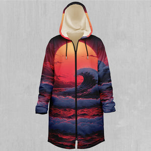 The Synthwave off Kanagawa Zip Up Cloak (White Fur)