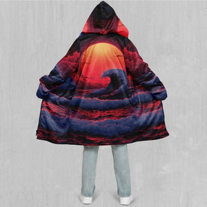 The Synthwave off Kanagawa Zip Up Cloak (White Fur)