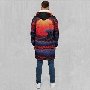 The Synthwave off Kanagawa Zip Up Cloak (White Fur)