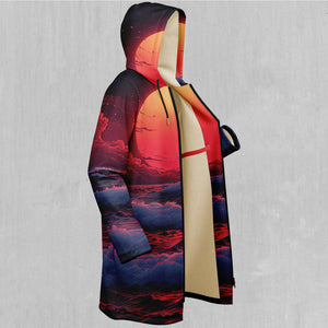 The Synthwave off Kanagawa Zip Up Cloak (White Fur)