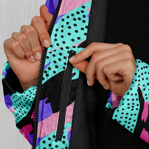 Vapor Camo Zip Up Cloak (Black Fur)