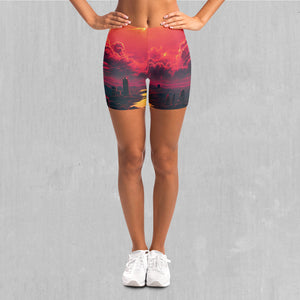 Cyber Skyline Yoga Shorts