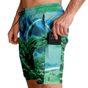 Minty Wonderland Men's 2 in 1 Shorts