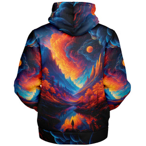 Wonderland Valley Sherpa Hoodie (Black Fur) - Festival Clothing, Rave Outfits, EDM Gear