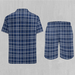 Blue Plaid Men's Beach Set