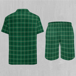 Green Plaid Men's Beach Set