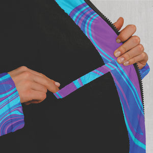 Vapor Drip Zip Up Cloak (Black Fur) - Festival Clothing, Rave Outfits, EDM Gear