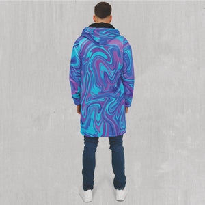Vapor Drip Zip Up Cloak (Black Fur) - Festival Clothing, Rave Outfits, EDM Gear