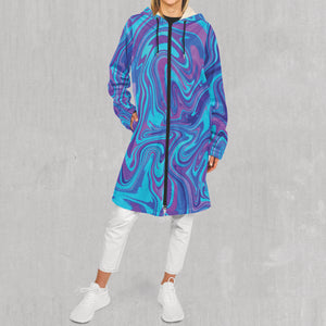 Vapor Drip Zip Up Cloak (White Fur) - Festival Clothing, Rave Outfits, EDM Gear