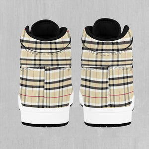Beige Plaid High Top Sneakers