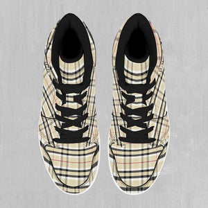 Beige Plaid High Top Sneakers
