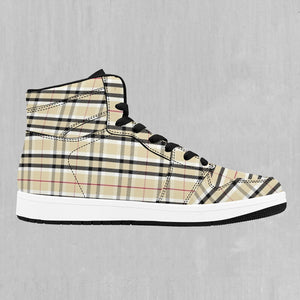 Beige Plaid High Top Sneakers