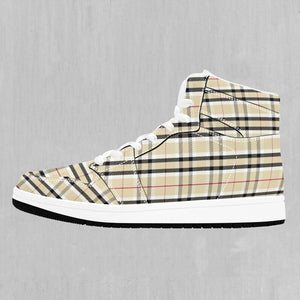 Beige Plaid High Top Sneakers