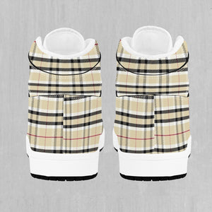 Beige Plaid High Top Sneakers