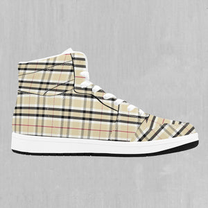 Beige Plaid High Top Sneakers