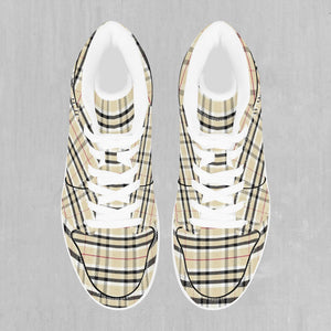 Beige Plaid High Top Sneakers