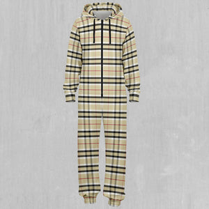 Beige Plaid Jumpsuit