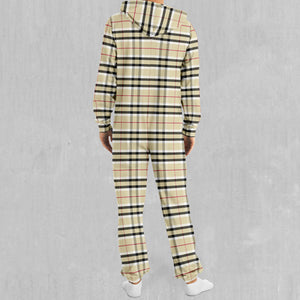 Beige Plaid Jumpsuit
