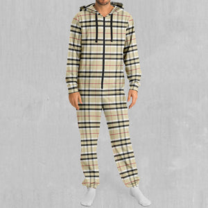 Beige Plaid Jumpsuit