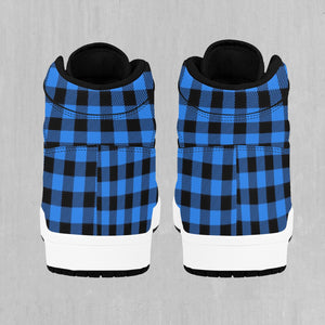 Blue Checkered Plaid High Top Sneakers