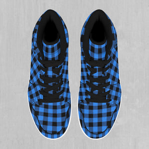 Blue Checkered Plaid High Top Sneakers