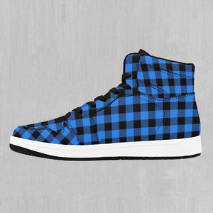 Blue Checkered Plaid High Top Sneakers
