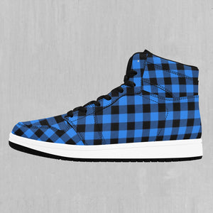 Blue Checkered Plaid High Top Sneakers