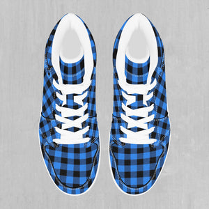 Blue Checkered Plaid High Top Sneakers