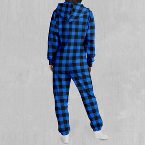 Blue Checkered Plaid Jumpsuit