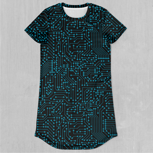 Blue Cybernetic T-Shirt Dress